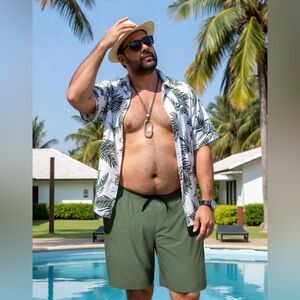 Arcweg Men's Big & Tall-Quick Dry Board Shorts with Compression Liner-SIZE 5XL